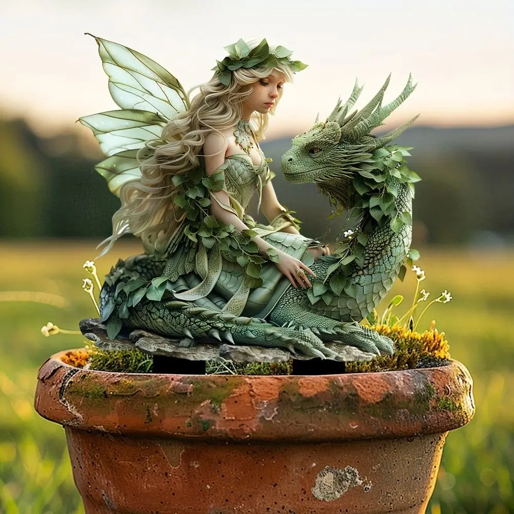 Acrylic Fairy Mini Figurine Cute Creative Garden Floor Plugs Multi Functional Artificial Flower Fairy Statue Sculptures Outdoor