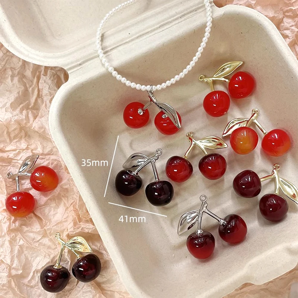3 PCS Simulated Alloy Cherry Pendant DIY Makes Fashionable Jewelry Necklace, Bracelet, Clothing, Luggage Accessories Materials