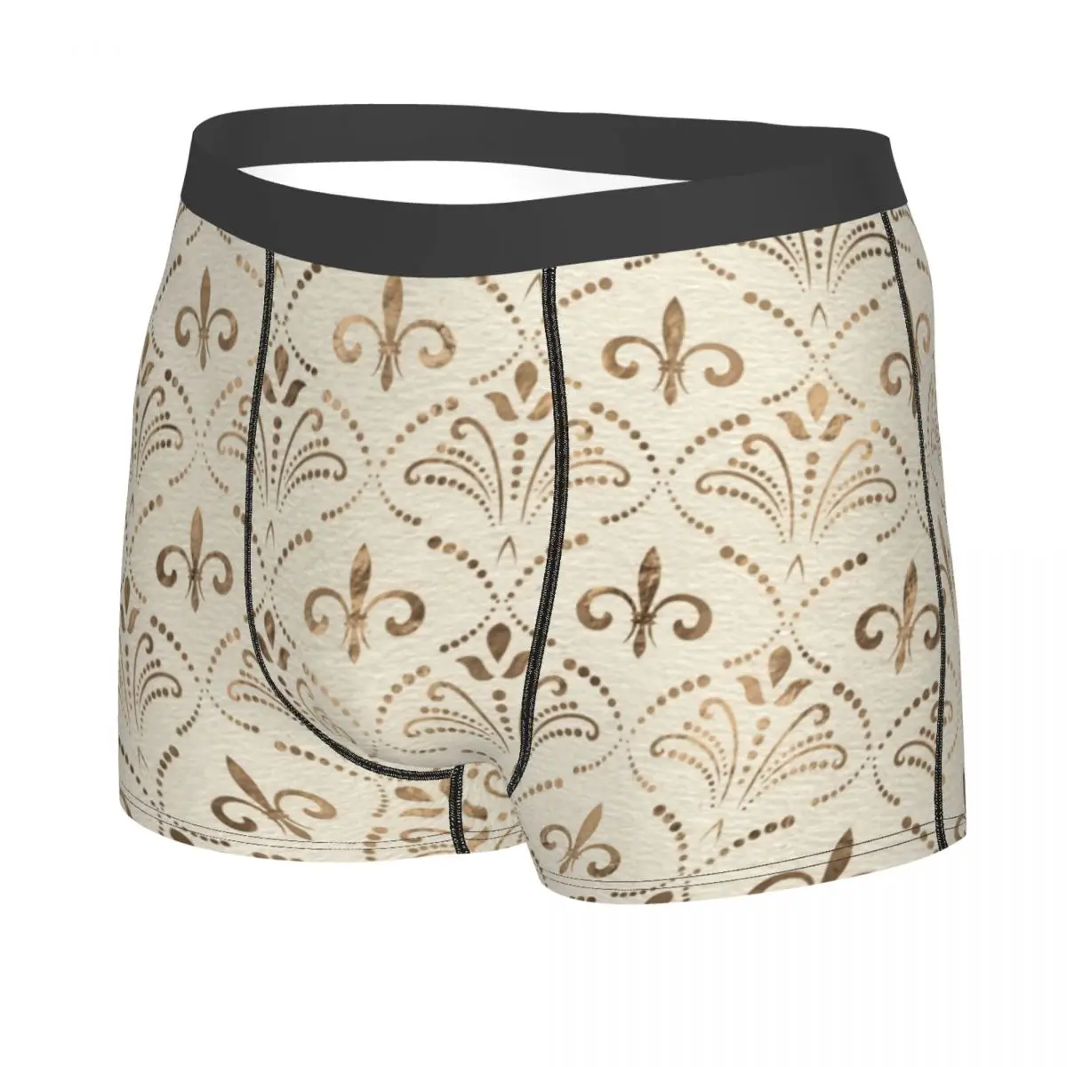 Custom Male Sexy Elegant Fleur-de-lis Pattern Underwear Boxer Briefs Men Breathbale Shorts Underpants