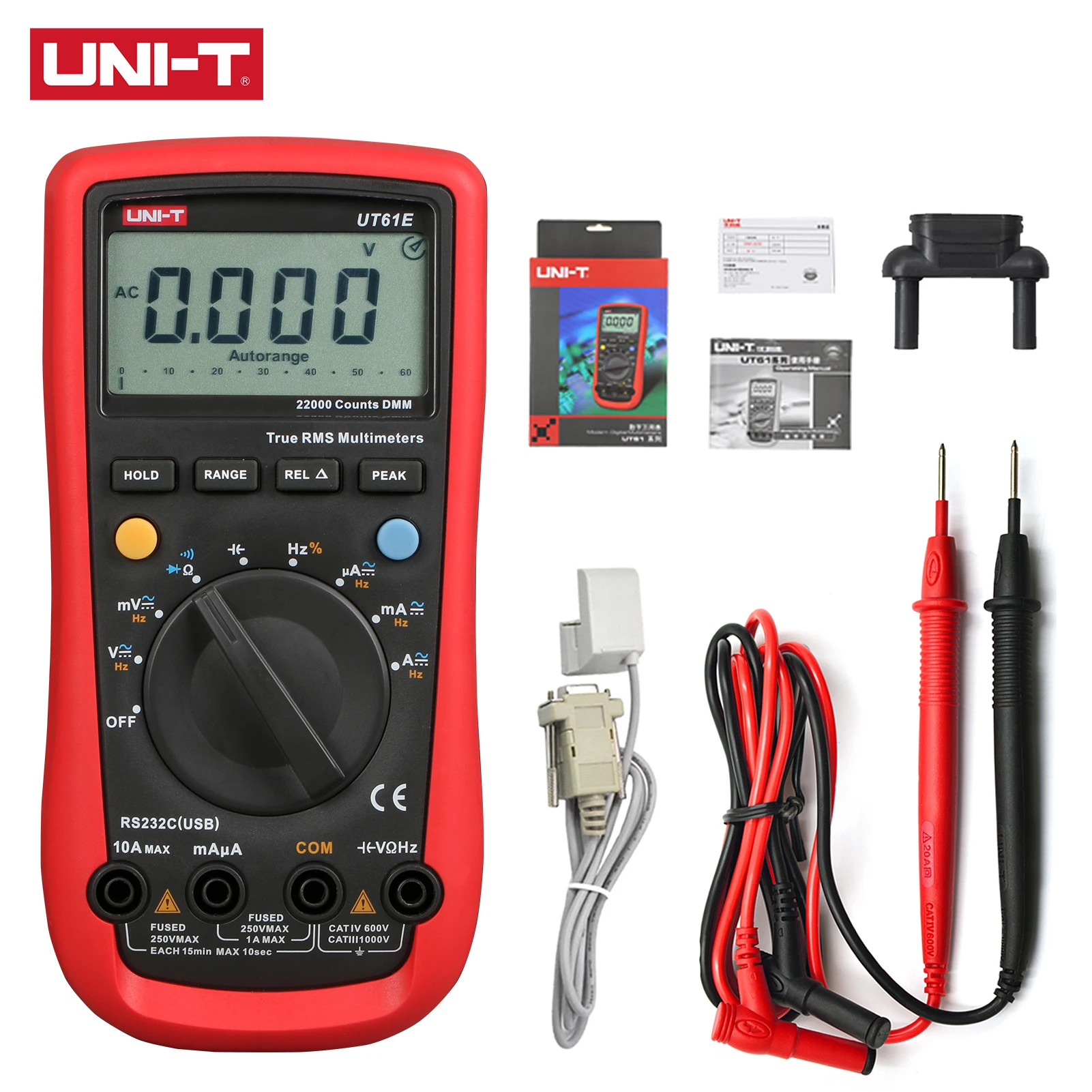 

UNI-T UT61E Digital Multimeter Meter True RMS High Precision 1000V AC DC Multimeter Voltage Tester Relative Mode 22000 Counts