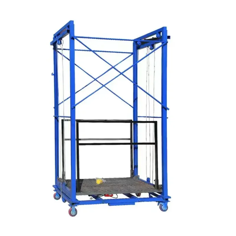Electric Scaffolding Lift Platform Wire Rope Elevator Can Raise 2-8 Meters 300/500kg Load Capacity Thickened Steel Construction