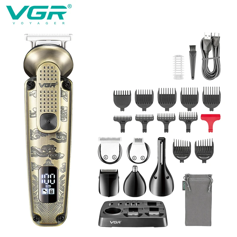 

VGR 6 в 1, машинка для стрижки волос, мужской профессиональный парикмахерский набор, мужская машинка для стрижки волос, бритва, парикмахерский триммер, полный набор V-095, новинка