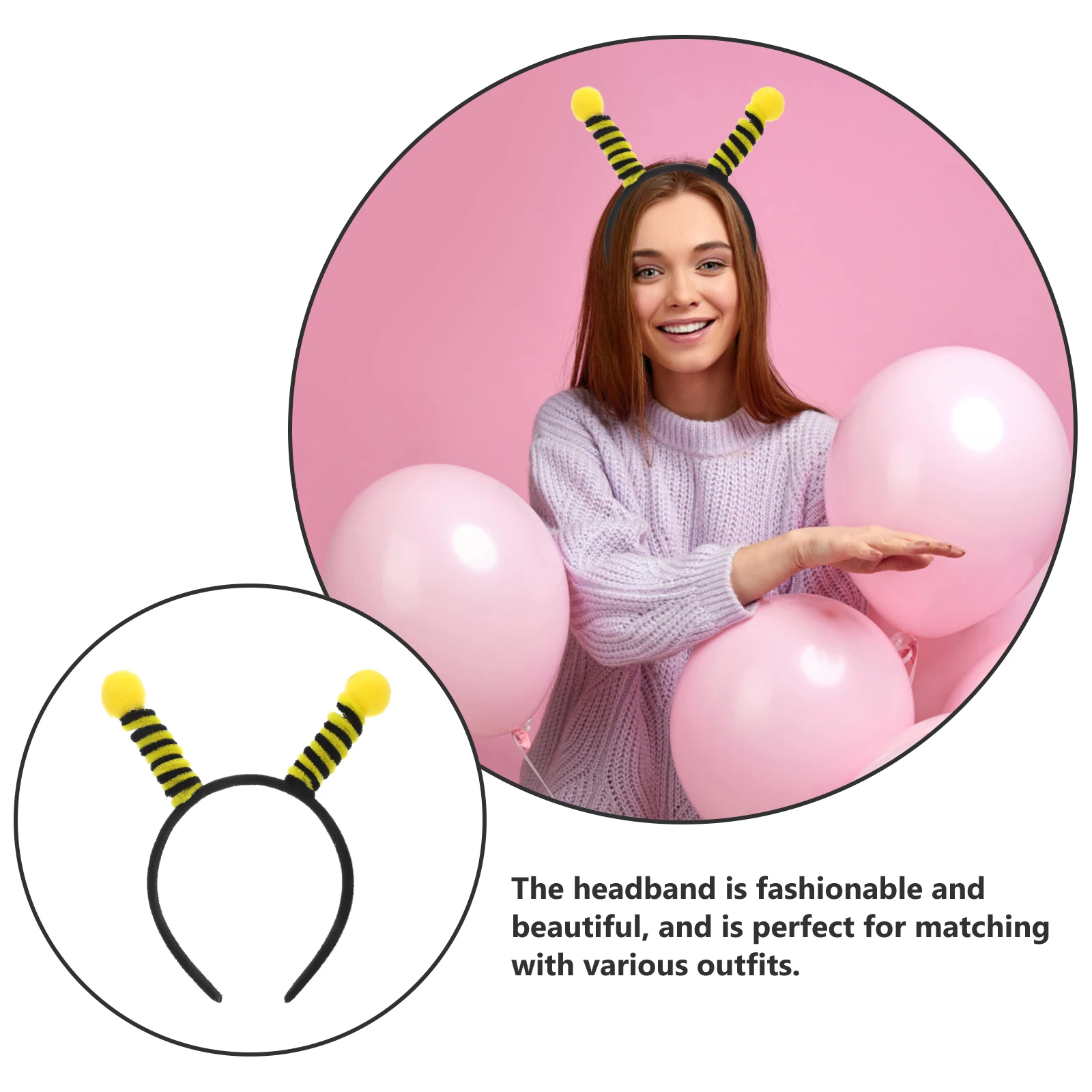 

5 Pcs Bee Headband Cartoon Antenna Hair Hoops Party Favor Kids Stage Masquerade Birthday Celebration Props PARTY