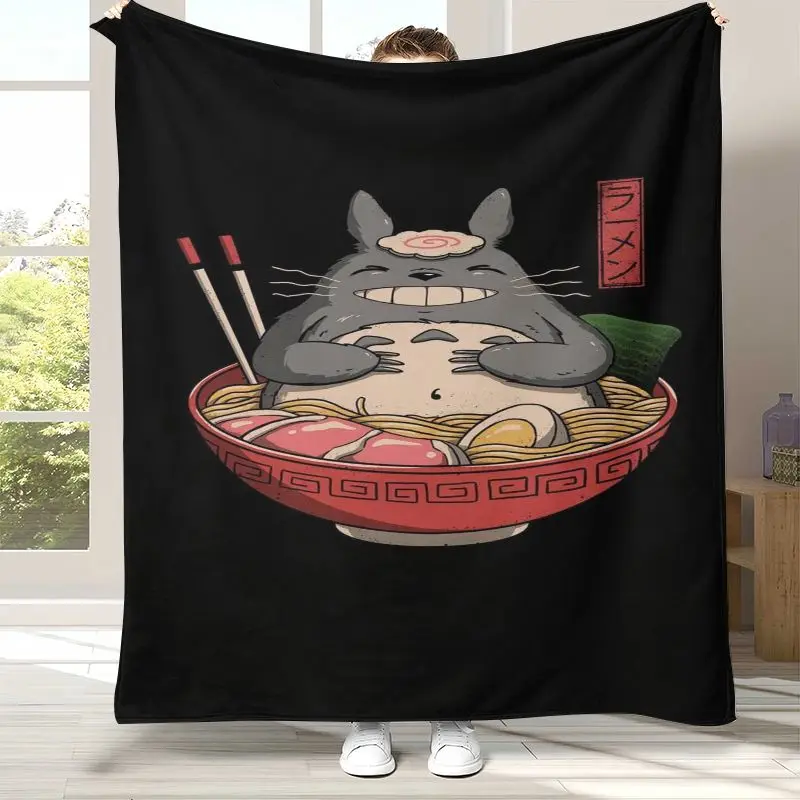 Kawaii T-Totoro Cat Bus Cartoon Flannel Throw Blanket,Cozy Warm Blanket for Bed,Sofa,Living Room,Picnic,Camping,Home Decor,Gift