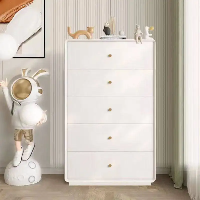 All solid wood chest, cream living room storage cabinet, bedroom bedside locker, minimalist five-six-eight chest cabinet, leathe