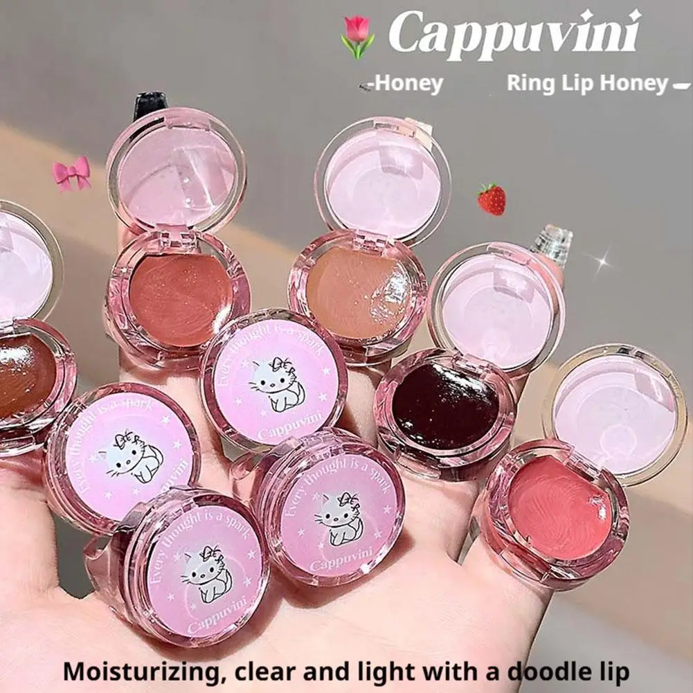 Cappuvini Cat Ring ملمع الشفاه لطيف بلسم الشفاه الطبيعي عارية نظرة ممتلئ الجسم تألق ترطيب العناية تركيبة نباتية الجمال الأساسية #3