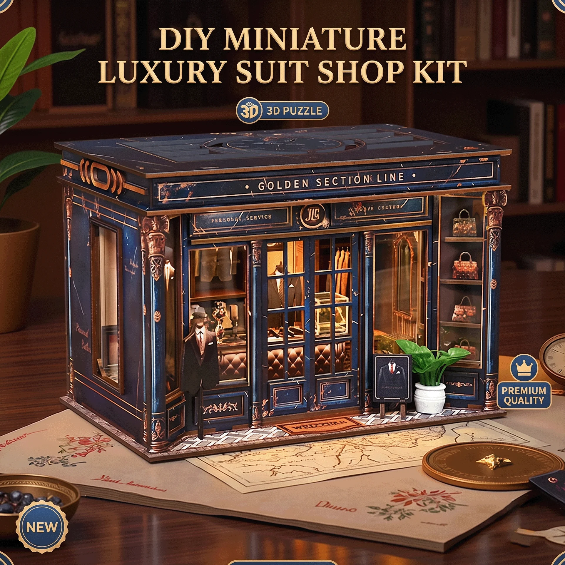 DIY Wooden Book Nook Kit 3D Miniature Dollhouse Puzzle Bookend Building Sets Home Bookshelf Decor Crafts Gift for Adults Kids