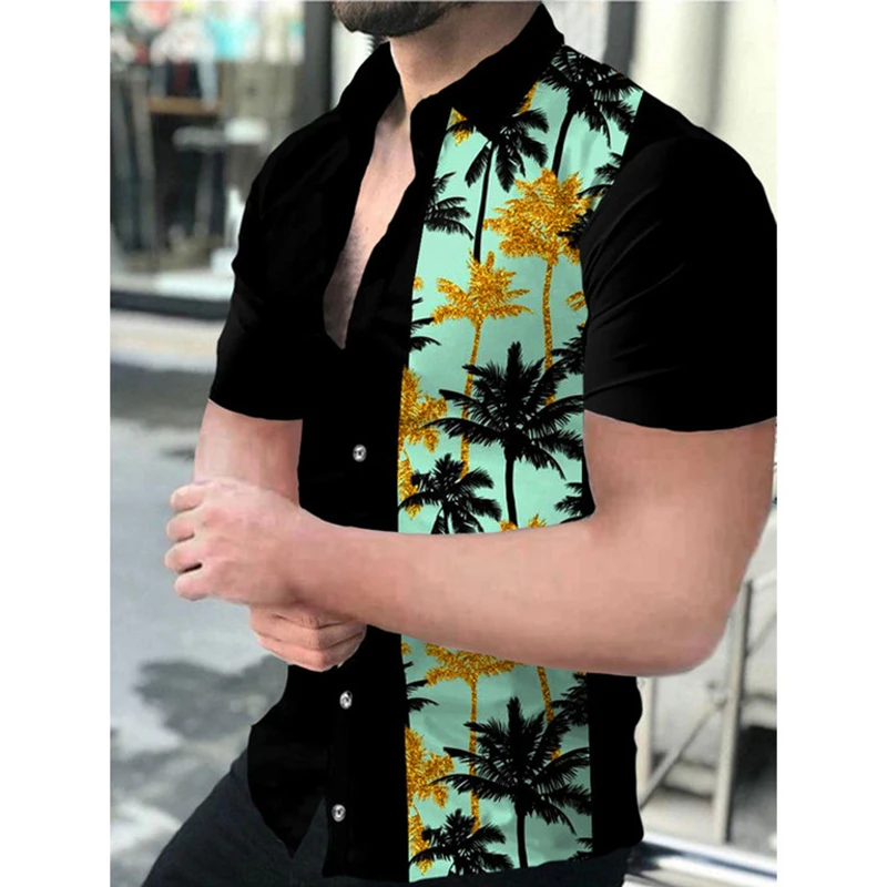 

Hawaiian Shirt Coconut Tree 3D Print Summer Men's Women Short Sleeves Beach Shirts Streetwear Oversized Blouse Man Tops Clothing