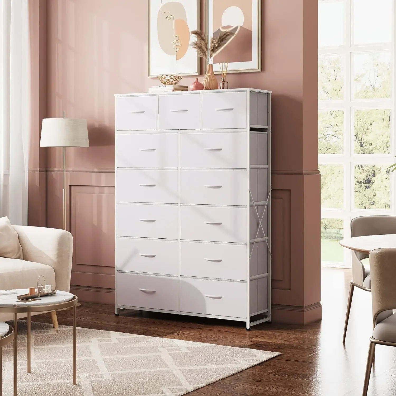 WLIVE Tall Dresser for Bedroom with 13 Drawers, Storage Dresser Organizer Unit, Fabric Dresser for Bedroom, Closet, Chest