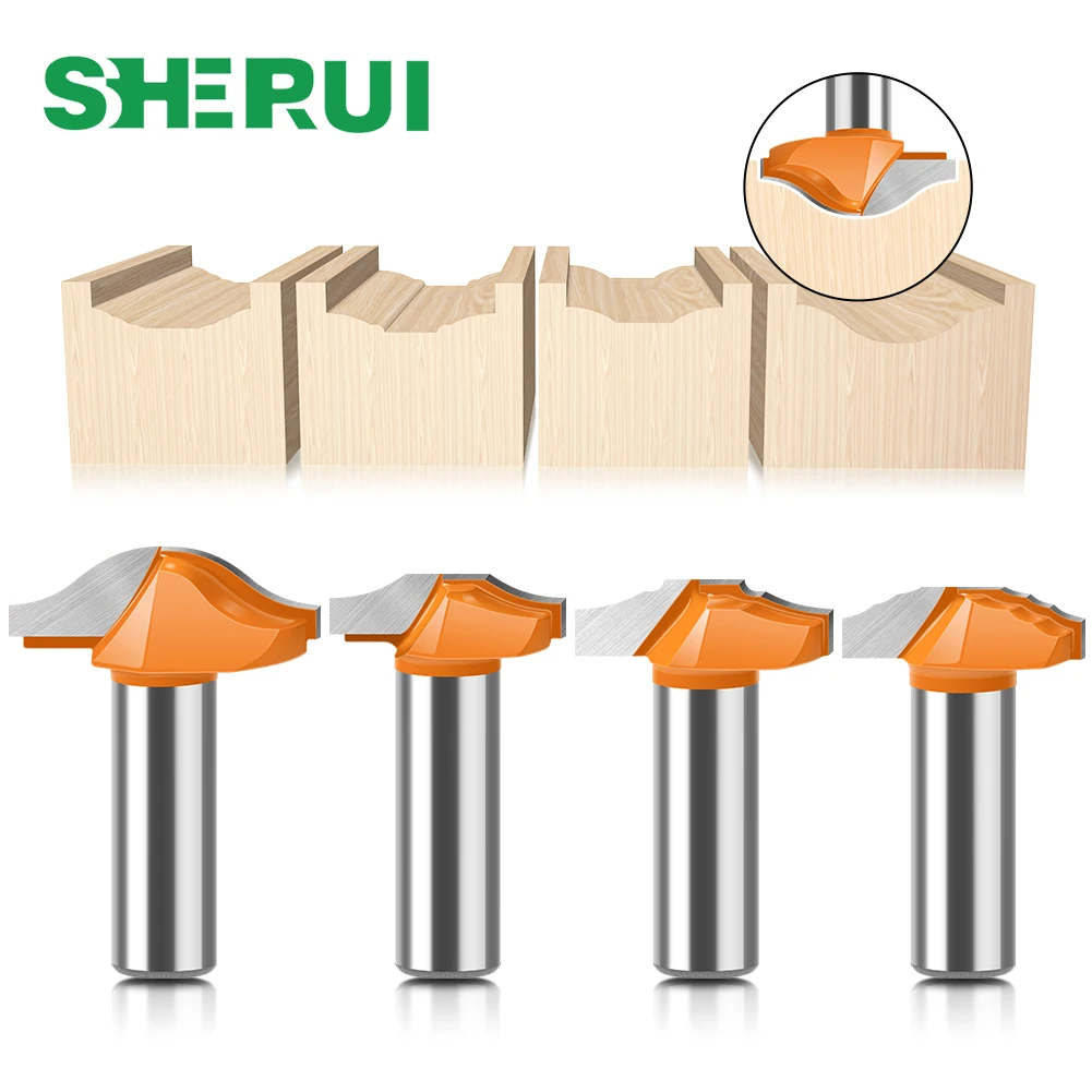 1/4” 6mm Shank Thin Woodworking Door Frame Router Bits for Wood Carbide Classical Door Cabinet Bits Carving Milling Inserts