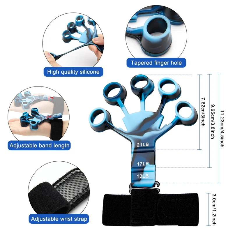 Finger Trainer Five Finger Rehabilitation Device Wrist Therapy Tool Silicone Grip Strength Enhancer Hand Grip Extender Gripper
