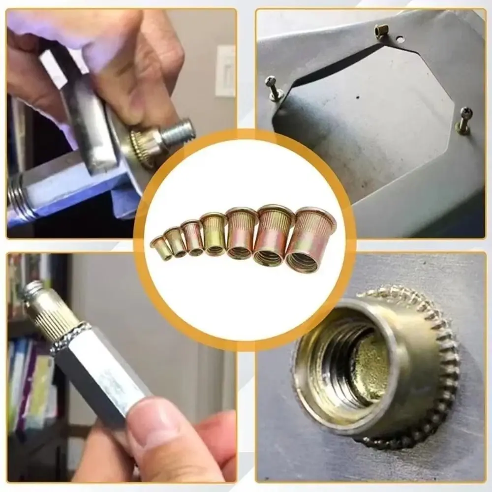 Carbon Steel Rivet Nut Tool Riveting Tool Heads Nut Set Threaded Rivet Nut Kit Simple Tool M3 M4 M5 M6 M8 M10 M12 Manual Riveter