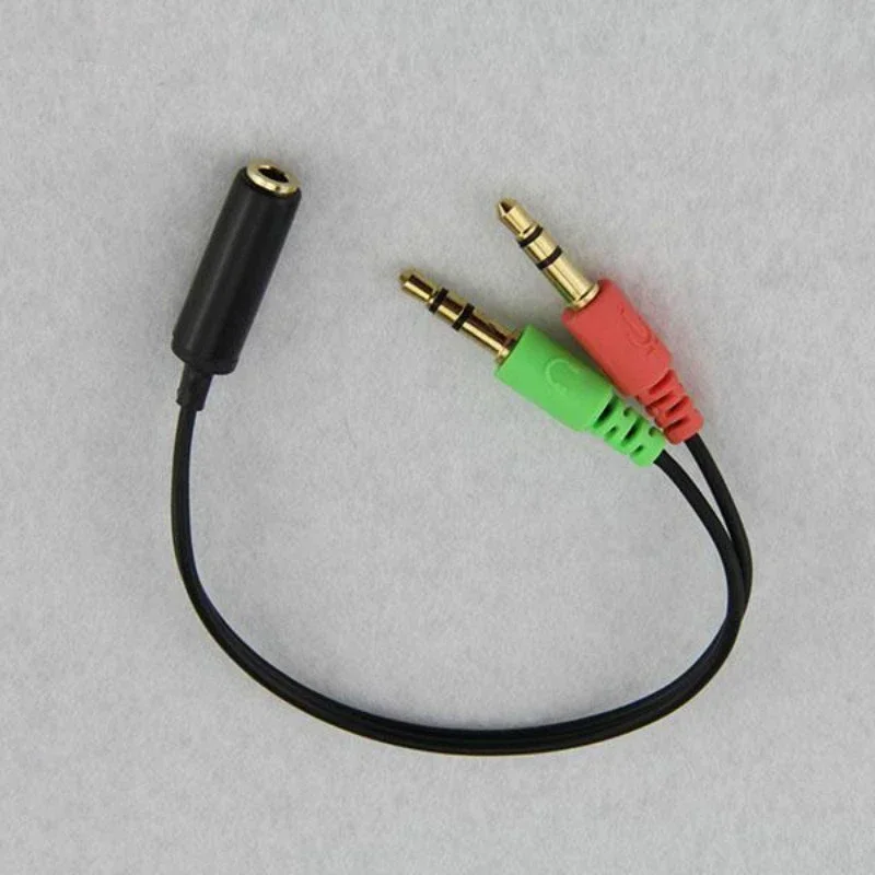3.5mm Jack 1 Female to 2 Male Headphone Stereo Audio Cable Microphone Y Splitter Adapter Aux Cord For Earphone PC Laptop