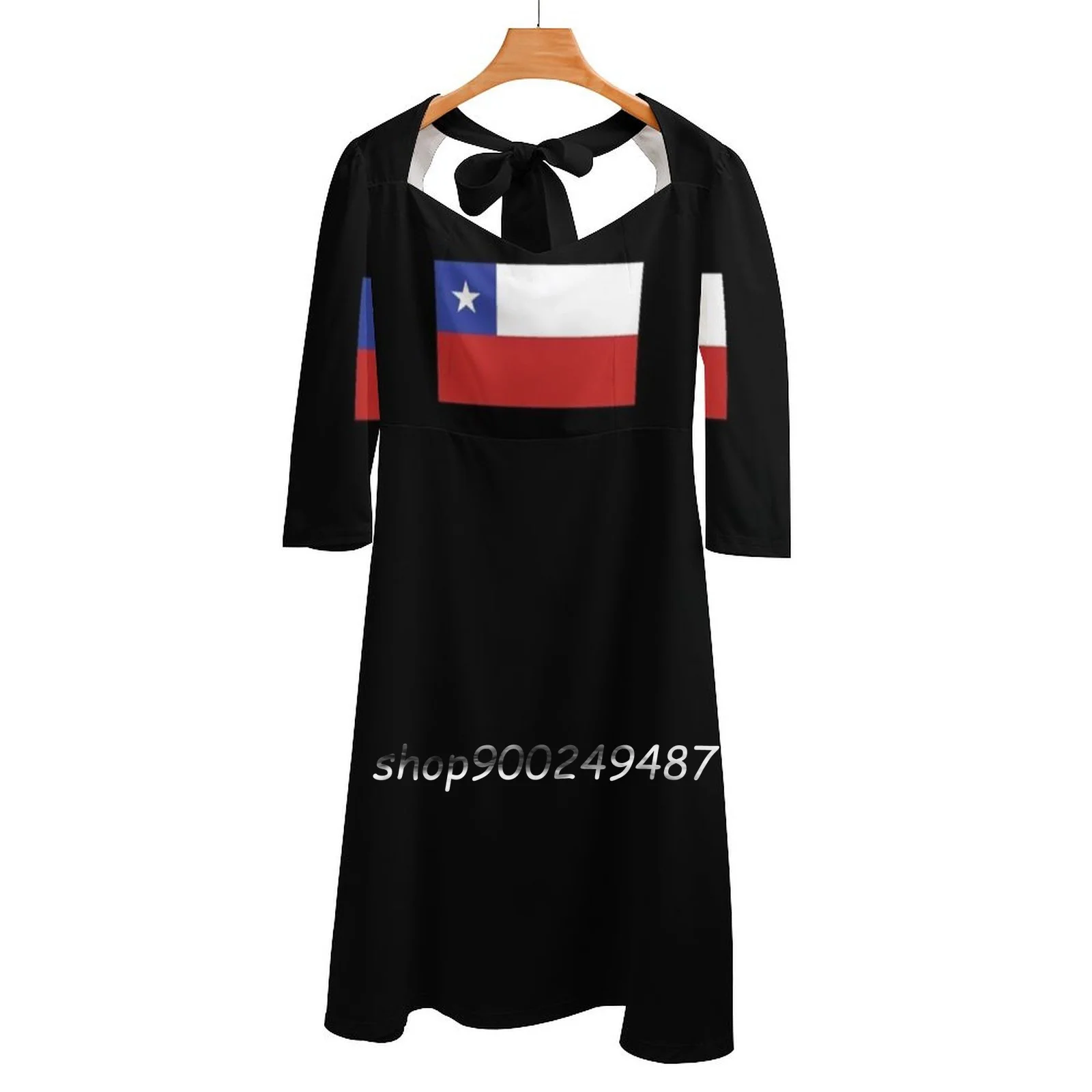 Chile Flag Square Neck Dress New Plus Size Elegant Women Waist Tight Dress Flag Flag Chile Chile Chilean Chilean Flag Flag Of