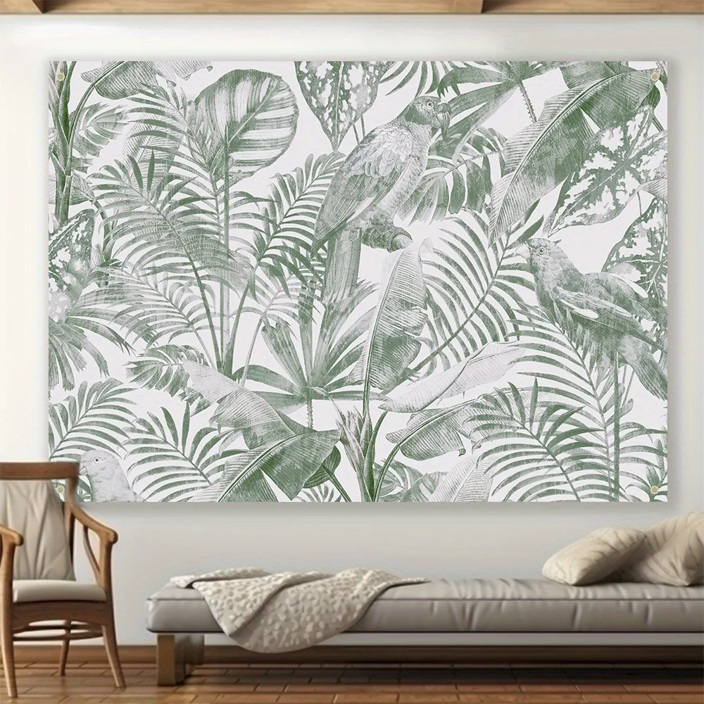 1 Tropical Monstera Leaf Wall Decor- Machine washable, polyester fabric, modern greenery design, perfect for interior decoration 4