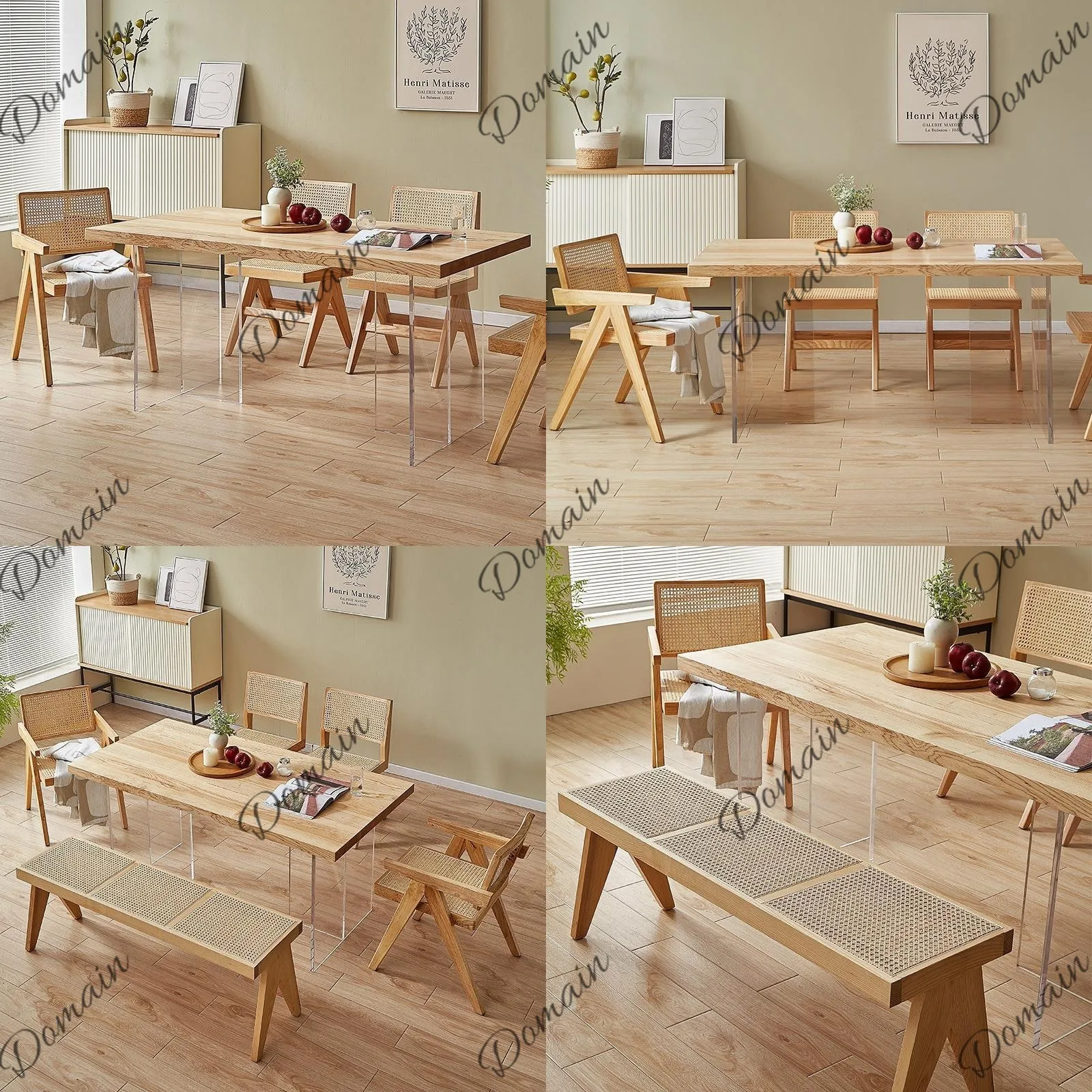 Nordic Solid Wood Dining Table for Small Spaces Modern Minimalist Acrylic Floating Table with Chairs Set