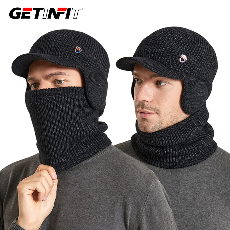 

GETINFIT шарф, теплая шапка для защиты ушей, комплект шерстяных ниток, мужской пуловер, вязаная шапка, защита ушей, шеи, спорт на открытом воздухе, велосипедные лыжи