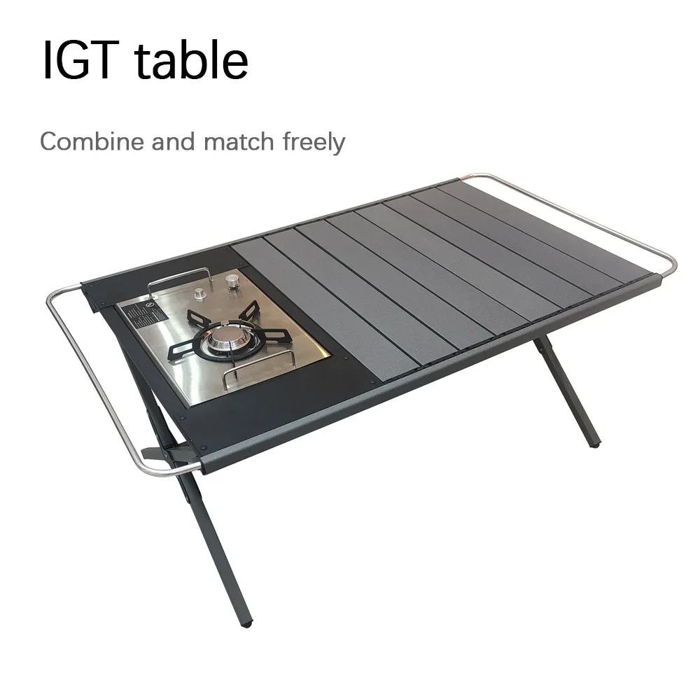 Outdoor Aluminum alloy IGT Table Portable Telescopic Camping Table With Gas Stove Teaism Tray Grill Equipment