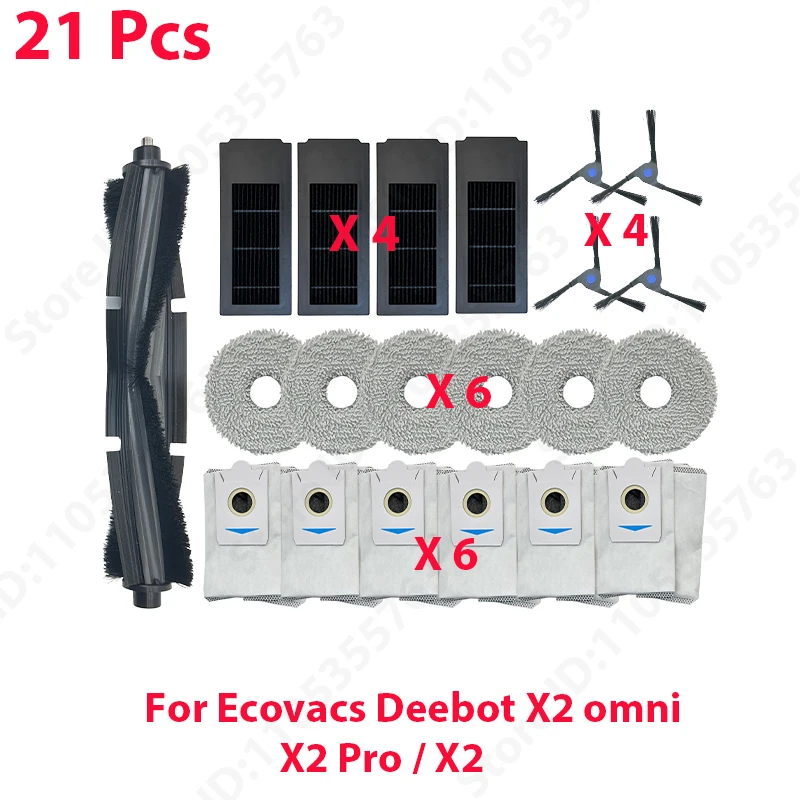 For Ecovacs Deebot X2 Omni / X2 Pro / X2 Main Side Brush Hepa Filter Mop Cloth Dust Bag Accessories image 3