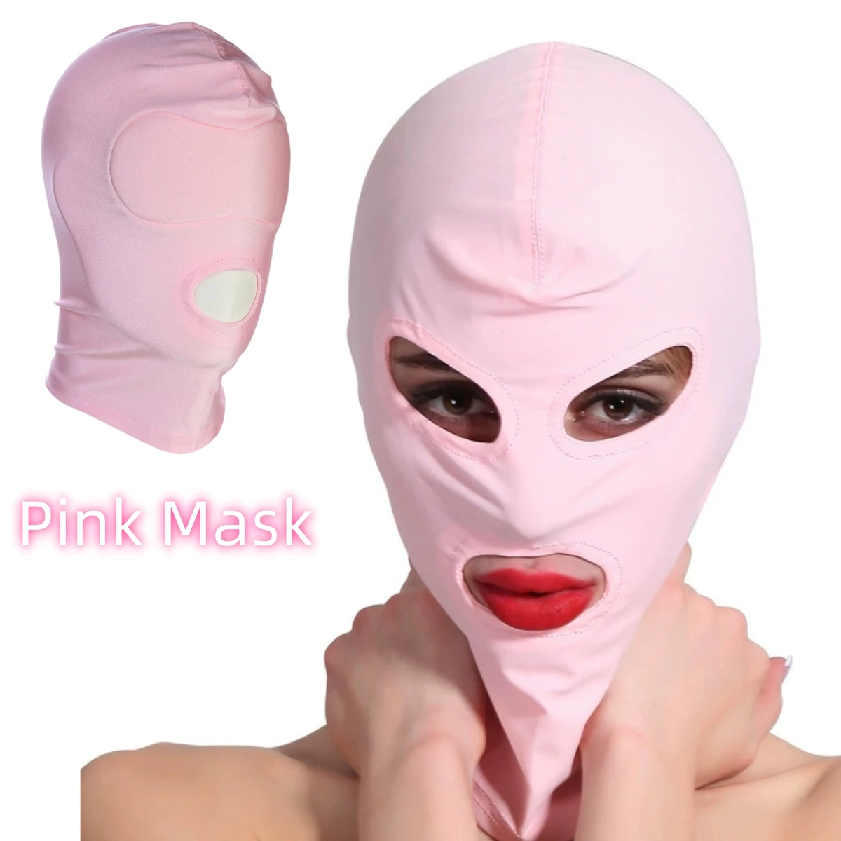 Pink Unisex Seamless Balaclava Cap Elastic Tactical Face Mask with Eye & Mouth Holes 4 Styles for Cosplay Party Headgear