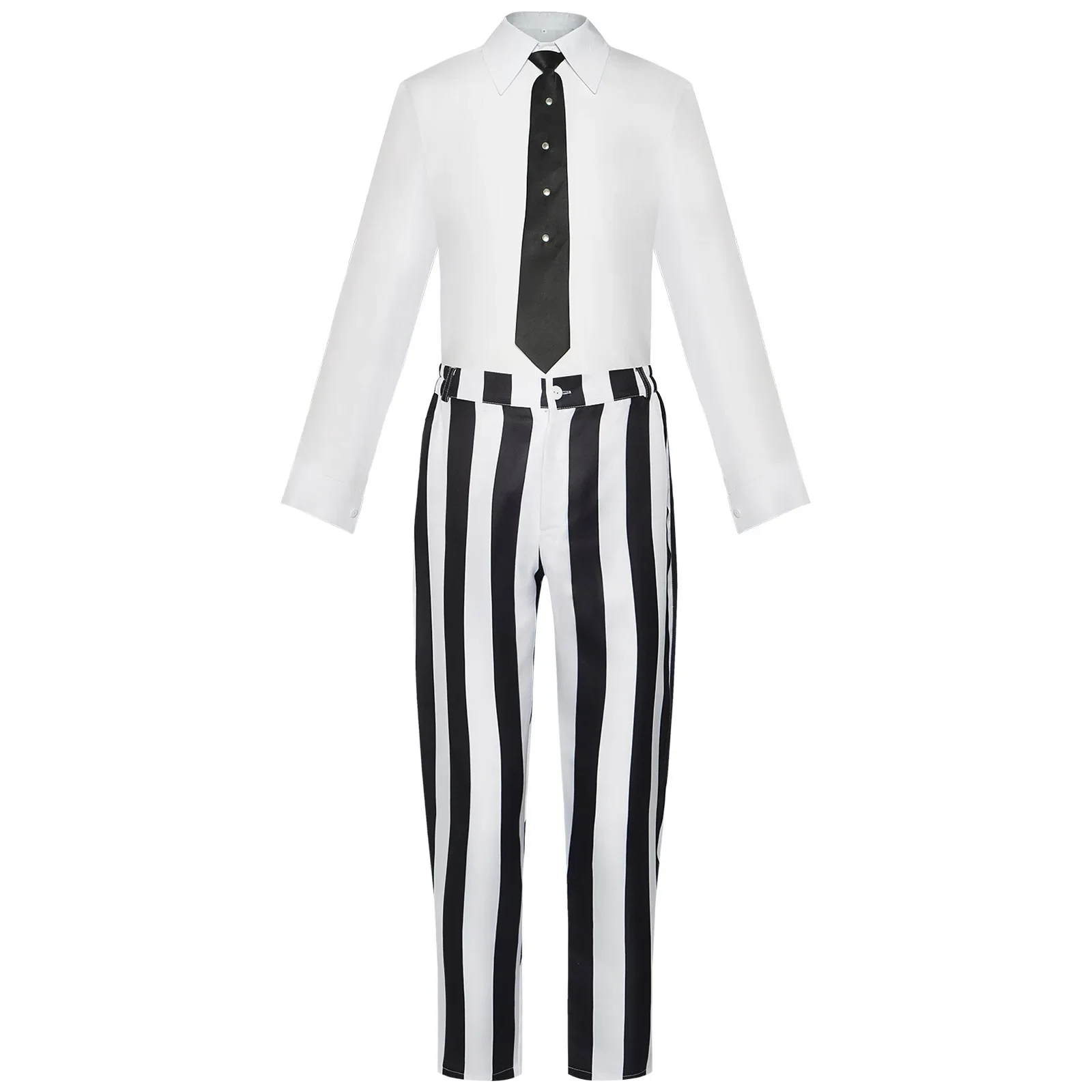 Fun Shack Black and White Striped Suit Men Costume Spooky Halloween Costumes Men Scary Halloween 80s Movie Costumes