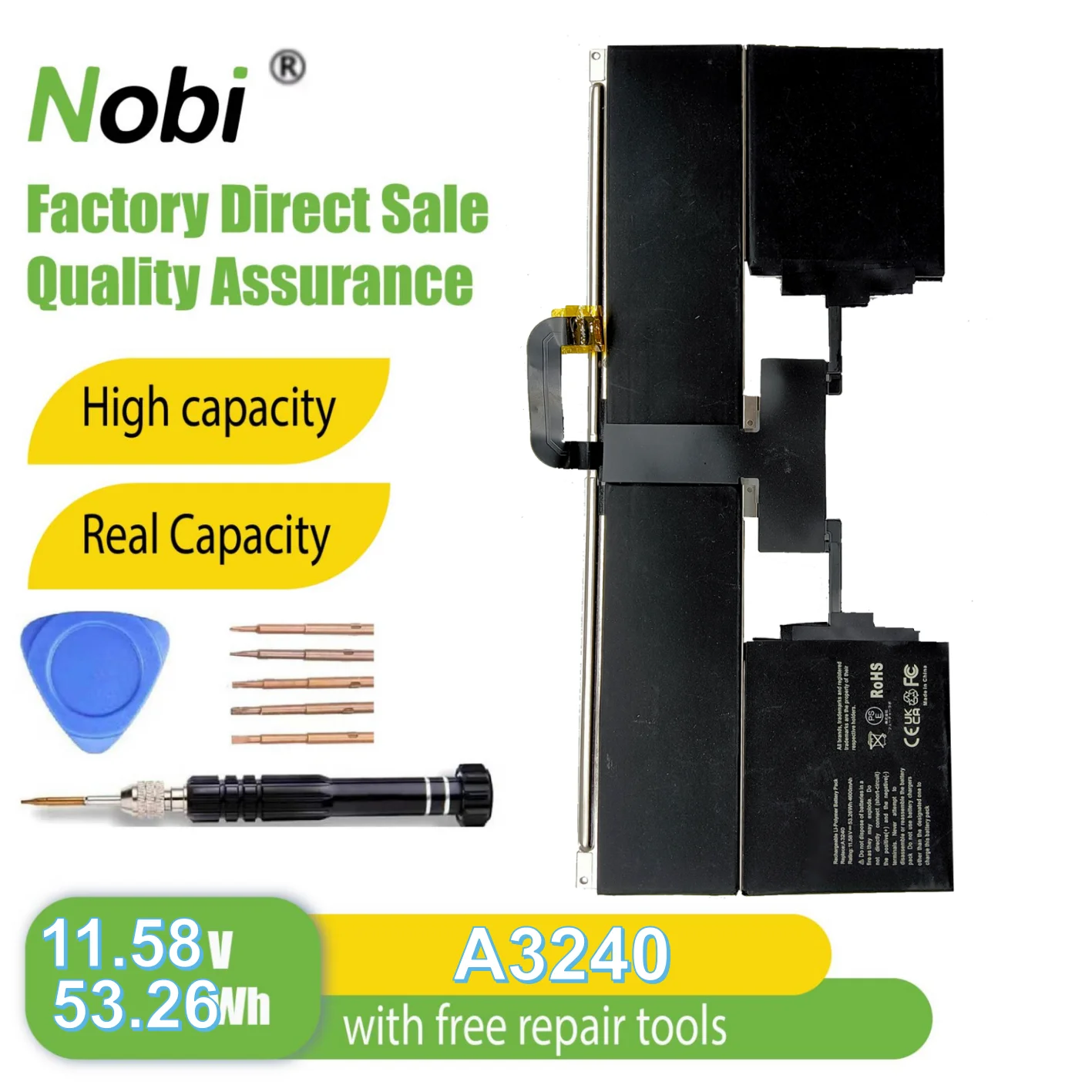 

Аккумулятор Nobi A3240 A2681 A3113 A2669 для MacBook Air (A2681: 13,6 дюйма M2 EMC 4074) (A3113: 15 дюймов M2 EMC 8611)