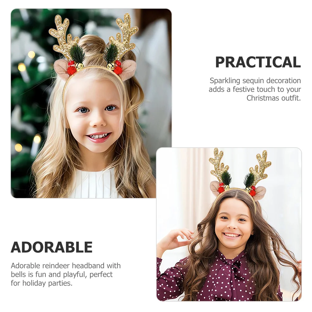 

Deer Horn Headband Sparkling Sequin Antler Christmas Hair Accessory Xmas Party Headdress Reindeer Headpiece Festival Decor