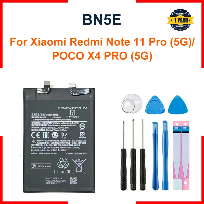 For Xiaomi Redmi Note11 E Pro / Note11 Pro 5G /Poco X4 Pro 5G BN5E Battery  Capacity Phone Batteries Bateria