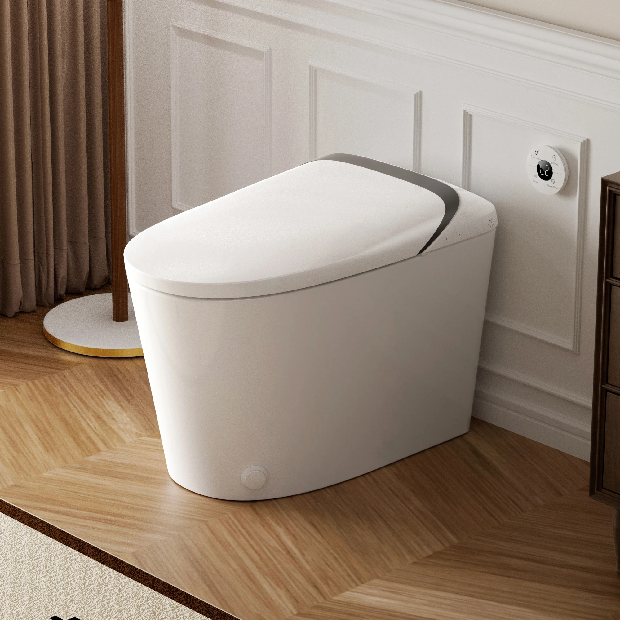 Multifunctional Elongated Smart Toilet with Fully Automatic Seat Replacement & Flush for Hotels and Homestays