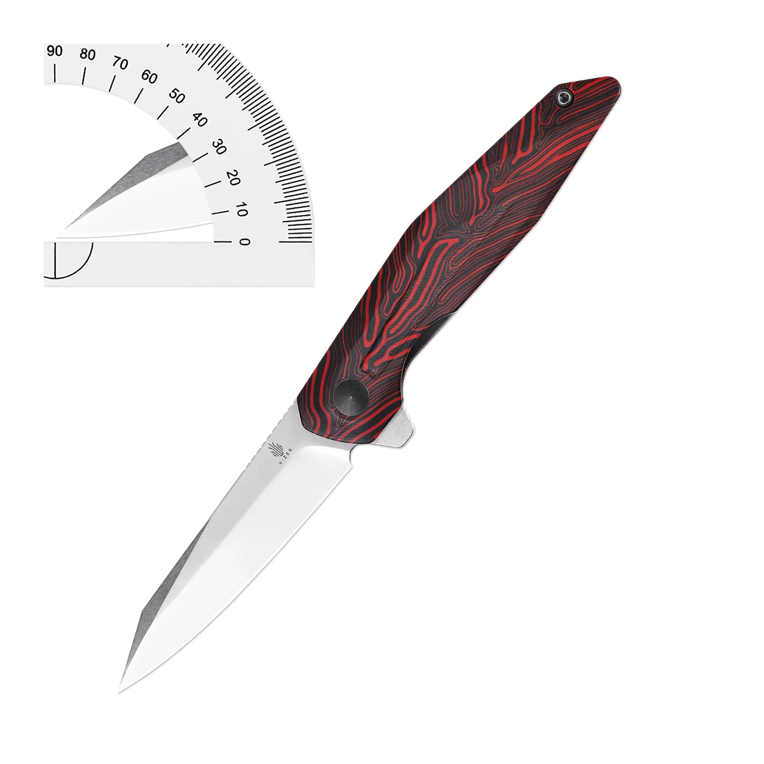 Kizer Knife Folding Spot V3620C1 2023 New G10 Handle with Damascus Pattern High Quality 154CM Steel Blade Hunting Knife