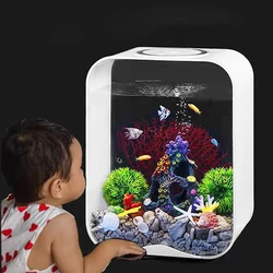 Decoration Landscape Eco Fish Tank Acrylic Tank Aquarium Landscape Hydroponic Plant Aquarium Ornamental Fish Tank with Led Light