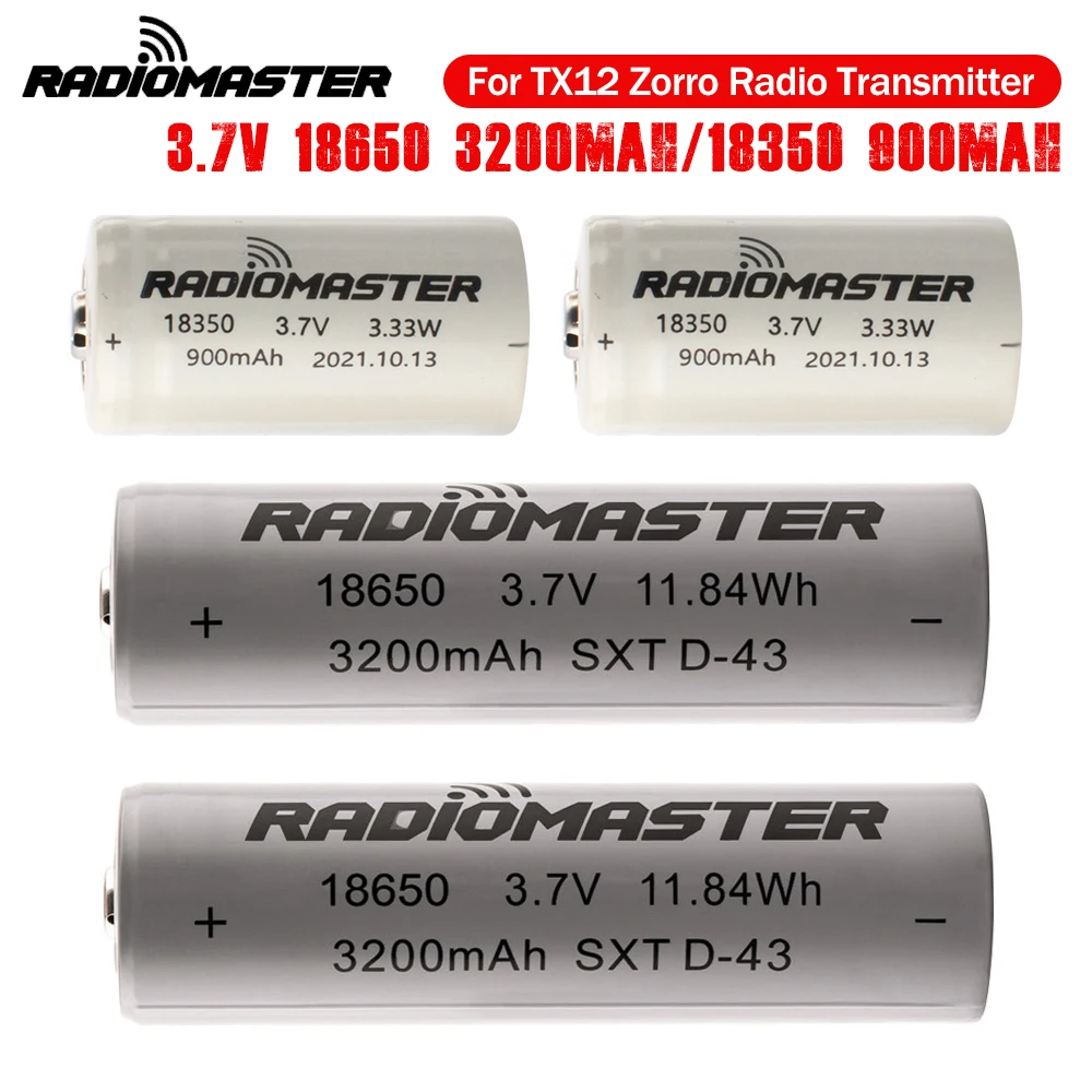 

Радиоприемник RADIOMASTER TX12 Zorro 1S 3,7 в 18650 3200 мА/ч 18350 900 мА/ч, литий-ионный аккумулятор для передатчика, 2 шт. батареи для дистанционного управления