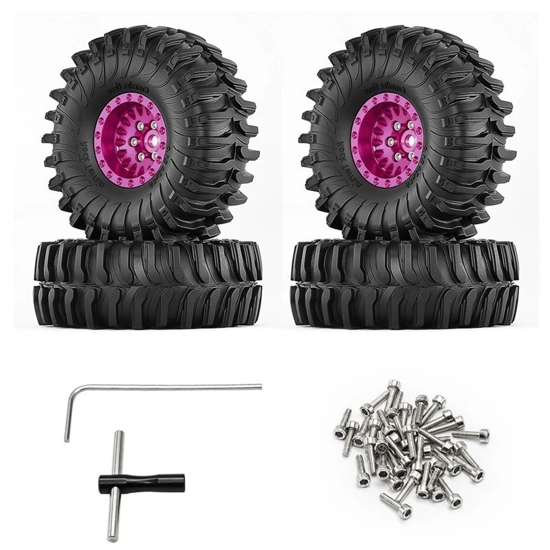 Excellent-1.0 Inch 63Mm RC Cralwer Beadlock Wheel Tires For 1/18 1/24 Traxxas TRX4M Axial SCX24 AX24 FCX24 Upgrade Parts