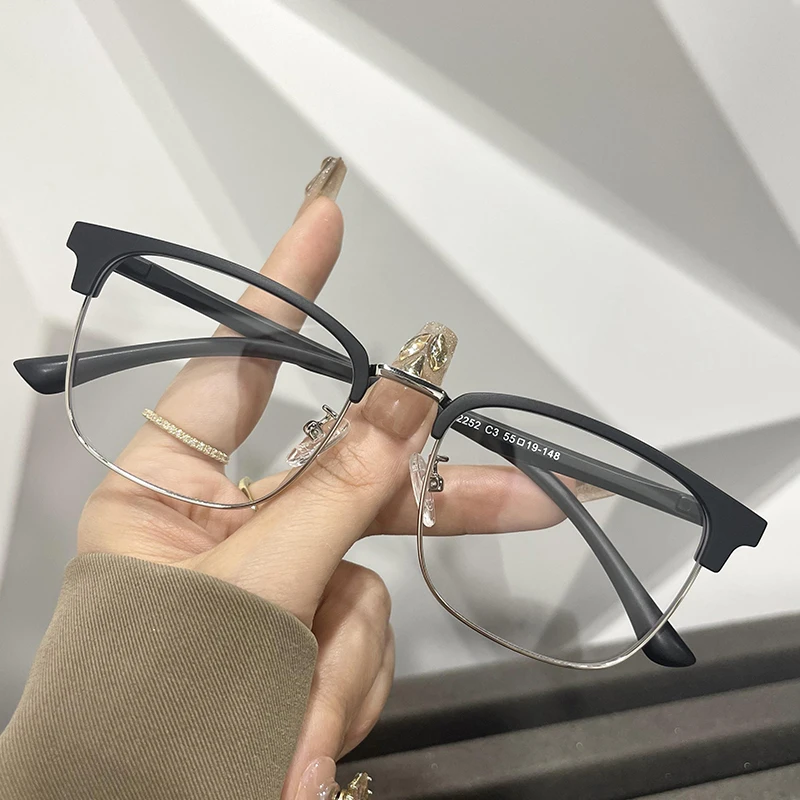 

High Quality Eyeglass Frame for Women Semi-rimless Anti Blue Light Men's Glasses Frame Office Computer Glasses