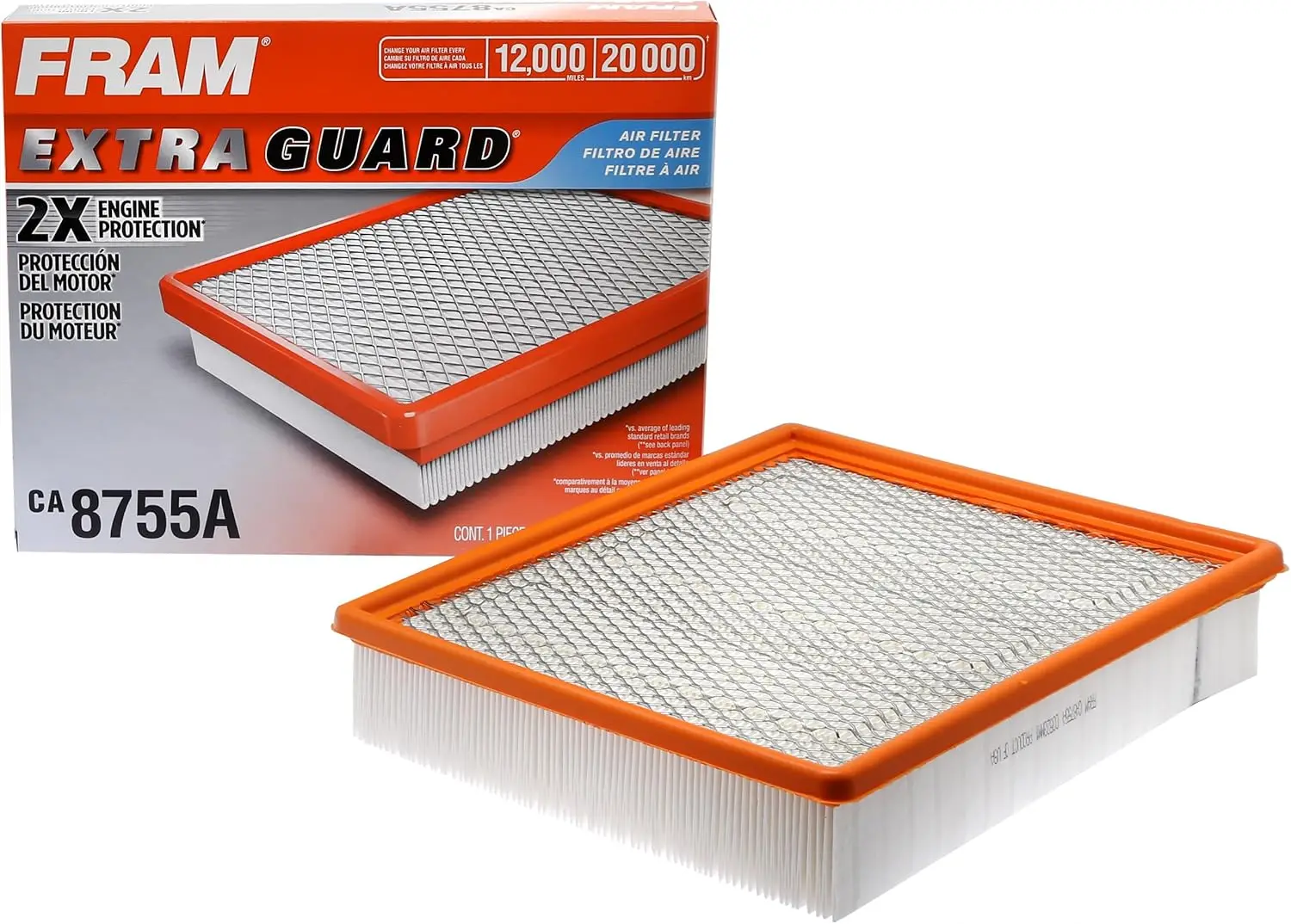 

Extra Guard CA8755A Replacement Engine Air Filter for Select Cadillac, Chevrolet, and GMC Models, Provides Up to 12 Months or 12