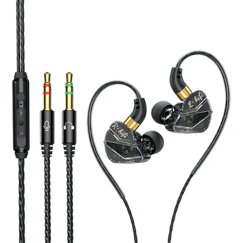 In-Ear Earbuds Wired 2In-1 Wired Ear Phones With Microphone Ear Buds Ergonomic Computer Accessories 3.5mm Noise Isolating Game