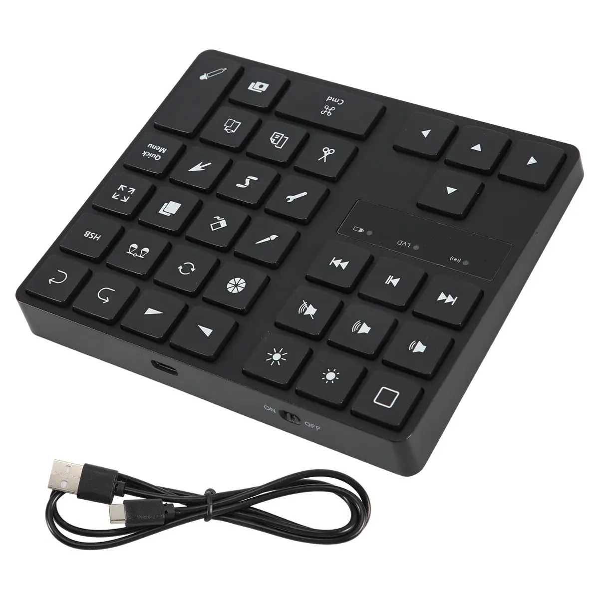 Compatible Bluetooth Drawing Keypad , 35 Keys Rechargeable Wireless Keyboard for Procreate, and Drawing Shortcuts Graphic