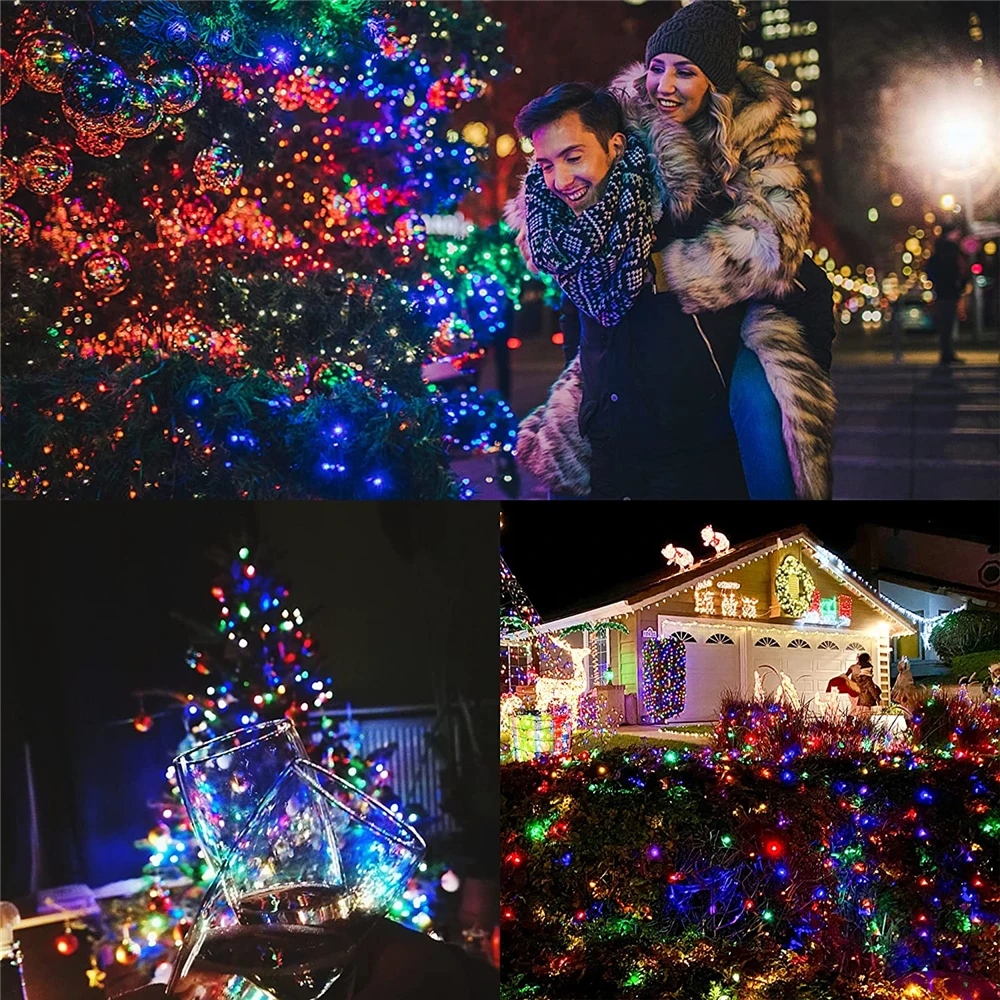 Luzes de natal ao ar livre, guirlandas para o ano novo, 50m 100m led à prova d24 água 24v linha verde luz de fadas para a decoração do jardim do casamento