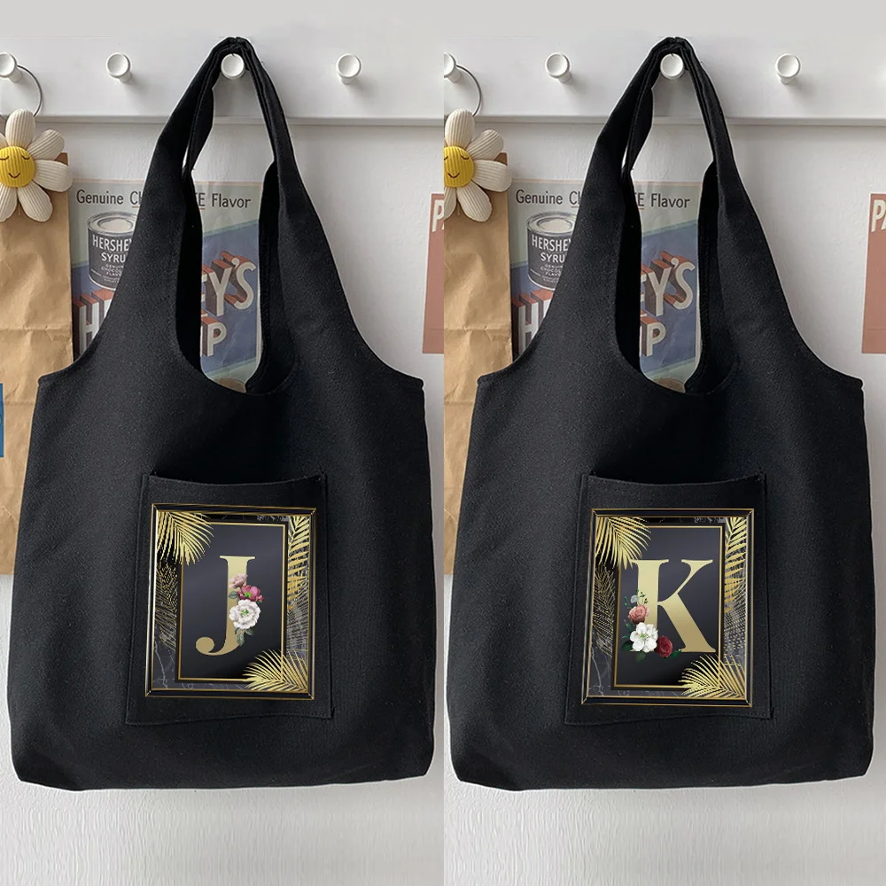 

Golden Letter Series Printed Pattern Large Capacity Women's Portable Shopping Bag Outdoor Travel Minimalist Side Bag Sail Bag
