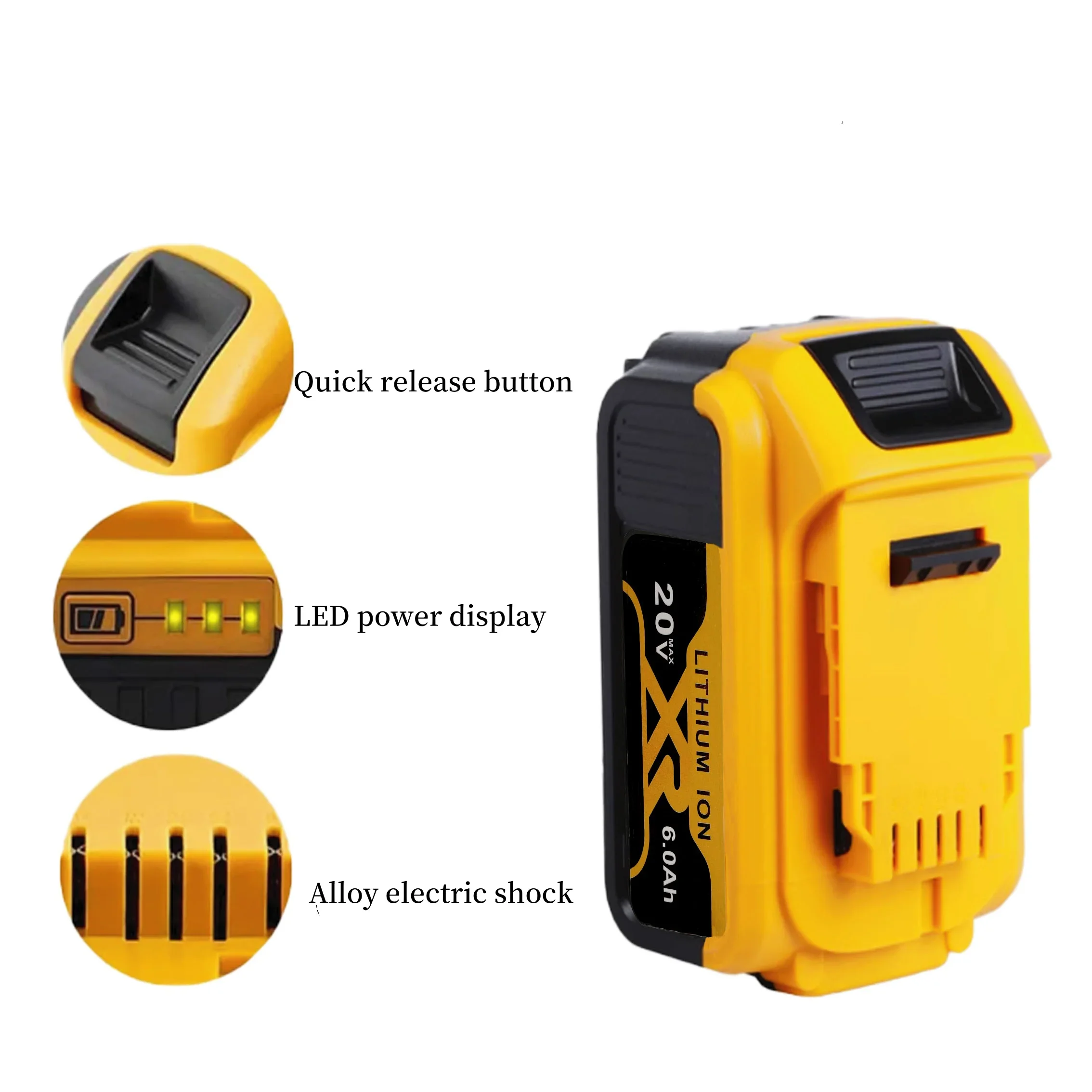 New Dewalt 20V 6.0Ah high-capacity tool battery, suitable for DCB200 DCB115 DCB118 18V/20V universal replacement battery