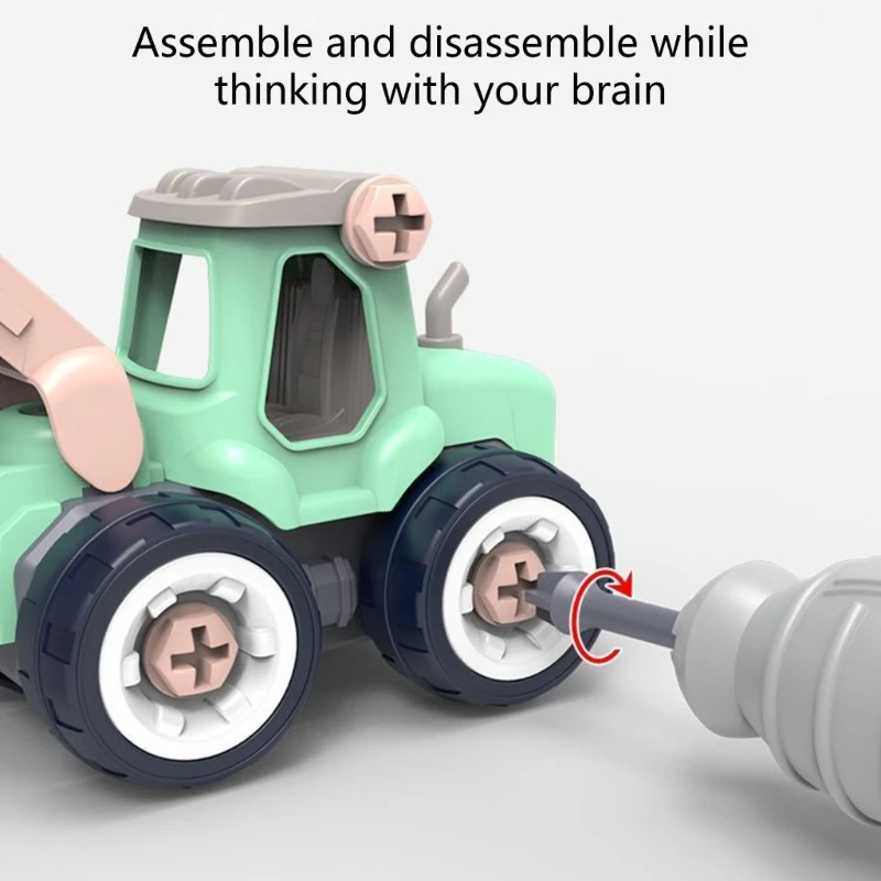 مجموعة بناء شاحنة بناء للصغار مكونة من 5 شاحنات مفك براغي مجموعة ألعاب تعليمية STEM المهارات الحركية الدقيقة 15UB #4