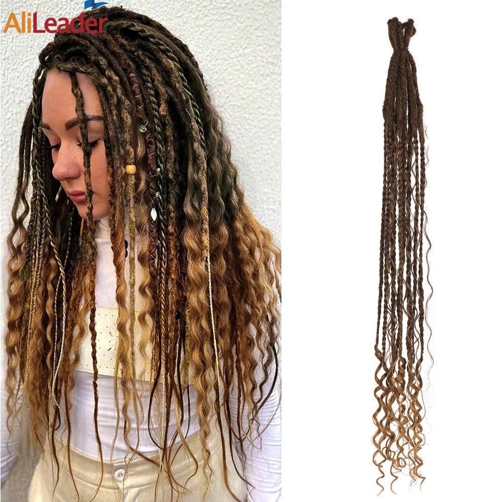 Dreadlock Extensions 5/10 Strands Black Synthetic De Dreads Extension 100% Handmade Double Ended Curly Boho Wavy Dreads For Girl