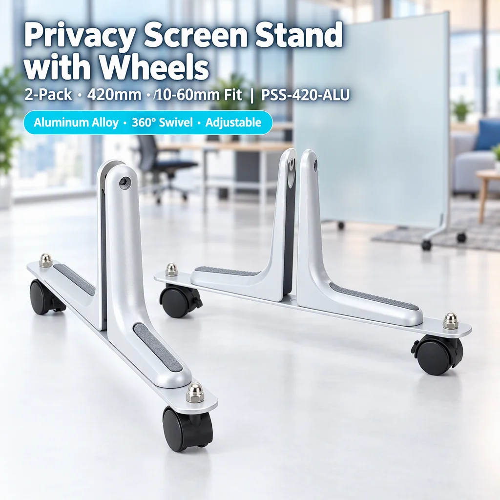 2PCS Aluminum Alloy Privacy Screen Stand Movable Wheels Room Divider Support Base for Heater Panel 10-60mm Home Office