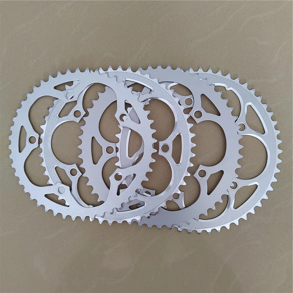 

Folding Bicycle Chainwheel Road Bike BCD130 Hollow Crown MTB Parts Aluminum Alloy Silver 130BCD 48T 50T 52T 53T 56T