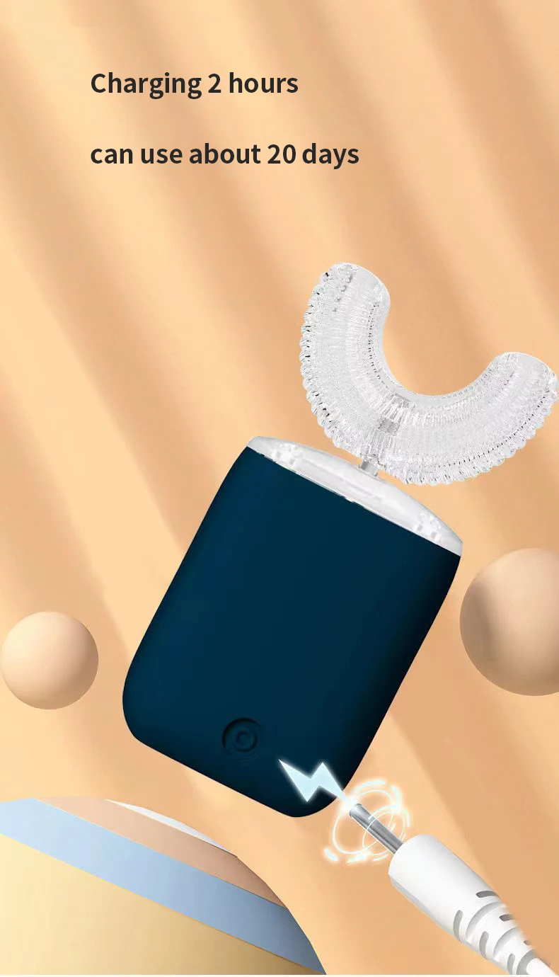 Automatische Kinder-Cartoon-elektrische Zahnbürste U-Typ für Kinder 360 Grad Schallzahnbürste wiederaufladbar Smart Timer wasserdicht – Detail 7