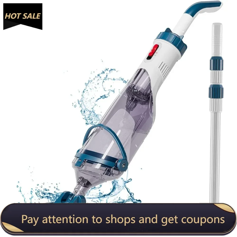 Pool Vacuum for Above Ground Pool with a Telescopic Pole, Running time up to 1H, T403 Handheld Rechargeable Pool Cleaner