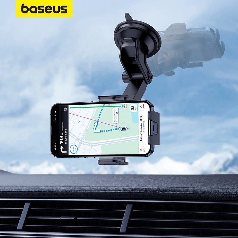 Baseus 차량용 휴대폰 거치대 흡입 컵, 360 도 범용 스마트폰 클램핑 스탠드, GPS 마운트 지지대, 아이폰, 삼성, 화웨이용