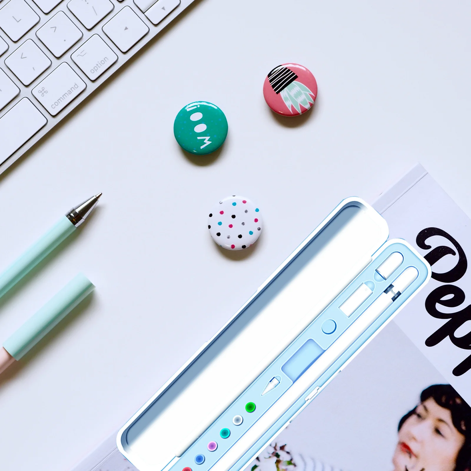 

1Pcs Pencil Storage Box Fresh Color ABS Matte Waterproof Silica Gel Lining Anti-Drop Compatible for Apple Pencil 1 2 Portable