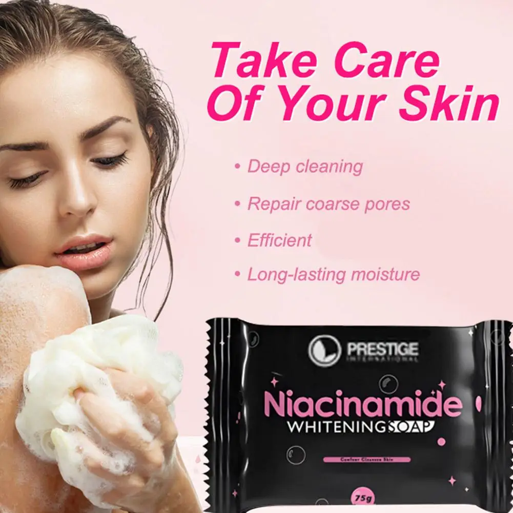 Niacinamide Brightening Soap, Limpeza Profunda Poro, Handmade, Rejuvenescedor, Esfoliante, Hidratante, Clareamento, Z0h3, 75g