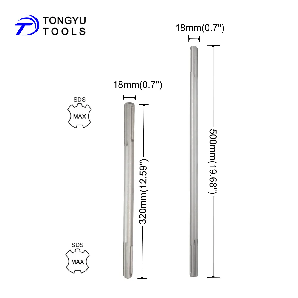 

SDS Max Extension Shaft ,Heavy Duty TE-Y Drill Rod with Optional Max Bridge Adapter for Deep Hole Drilling